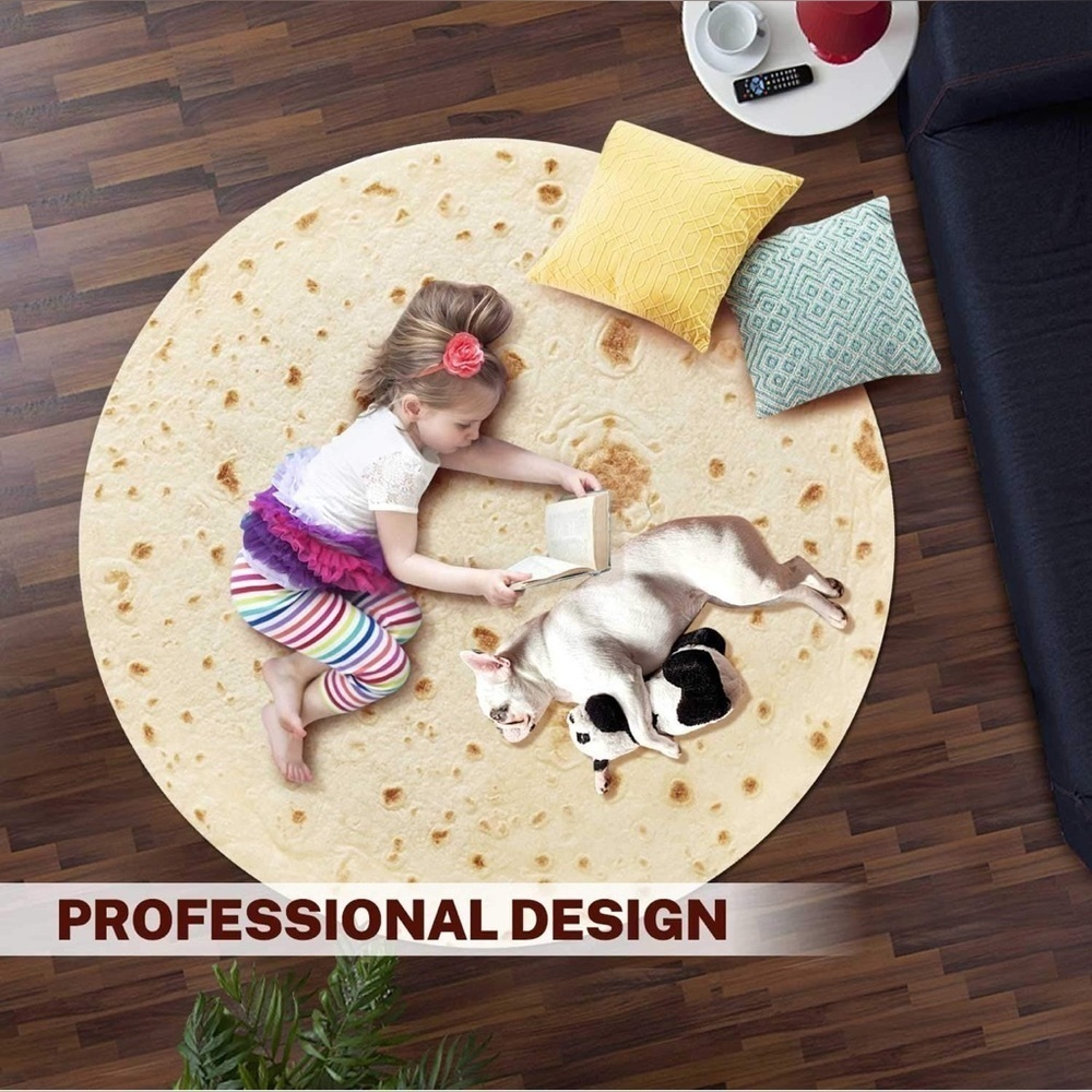 Giant Tortilla Burrito Throw Blanket, Double Sided, Ivory, Brown, 63 inches - Picture 13 of 17